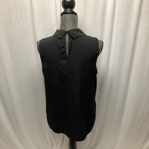 Banana Republic Sleeveless Top Womens Size Petite Large Black Bedazzled Collar - Picture 4 of 8